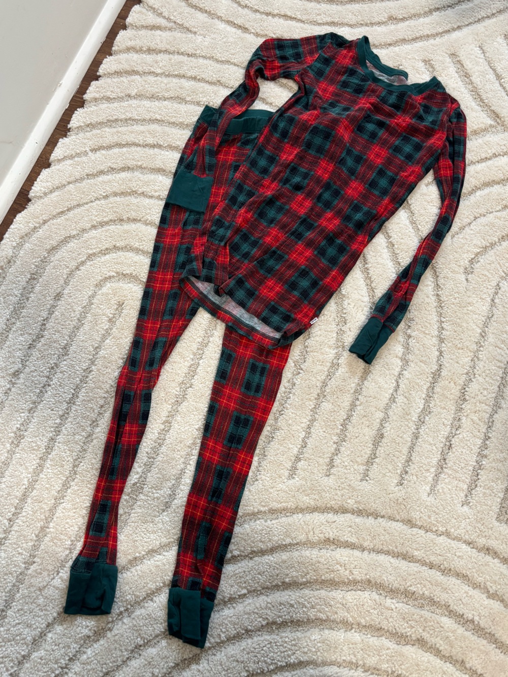 Little Sleepies PJ set in Christmas plaid!